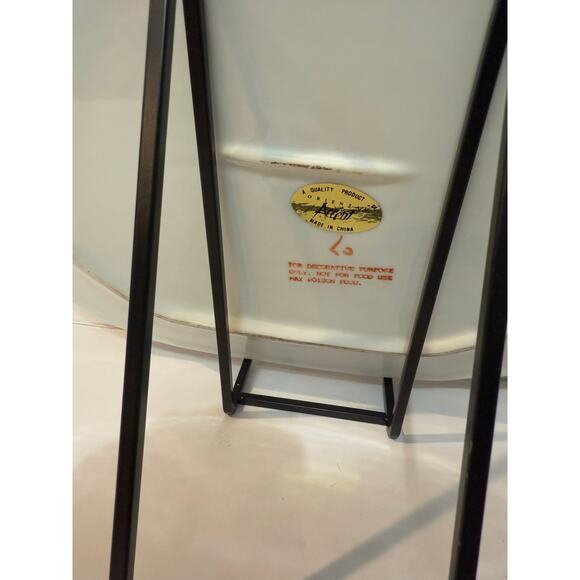 Heavy Decorative Platters by Oriental Accent Gold Trim Lot of 2 - Picture 6 of 10